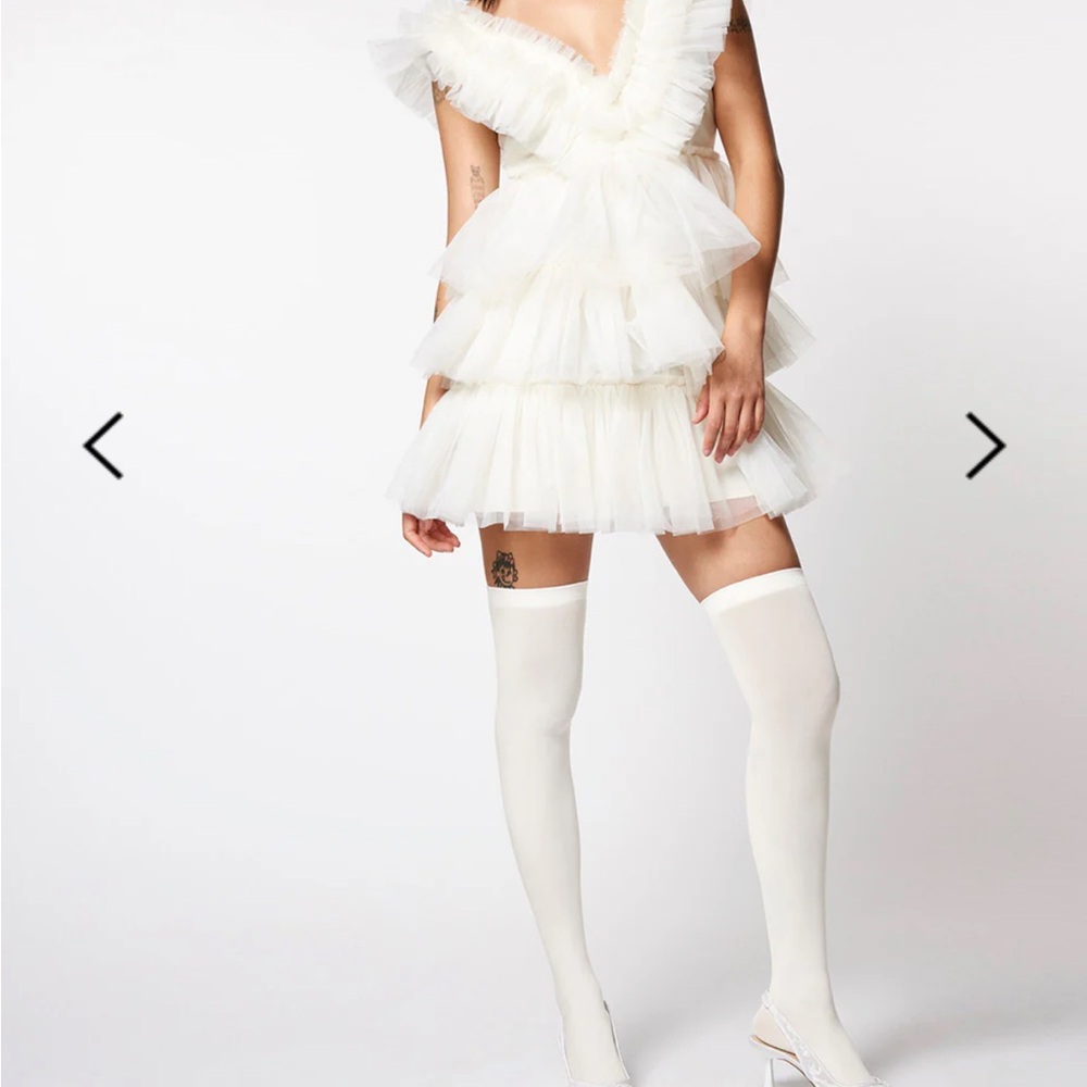Betsey Johnson Cream Tiered Mini Dress - Picture 3 of 10